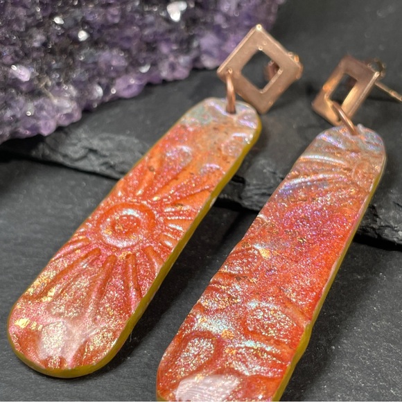 Hand Crafted Iridescent Dangle Earrings - Picture 7 of 15